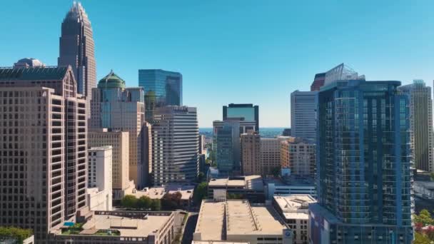 Aerial View Downtown District Charlotte City North Carolina Usa Glass — Vídeo de Stock