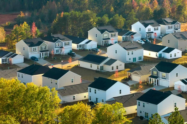 Letecký Pohled Pevně Umístěné Nové Rodinné Domy Příměstské Oblasti Jižní — Stock fotografie