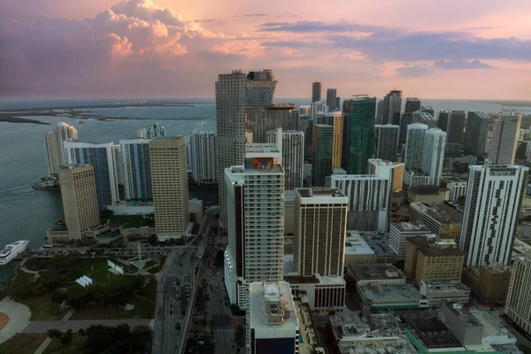 Vista Aérea Del Distrito Oficinas Del Centro Miami Brickell Florida —  Fotos de Stock