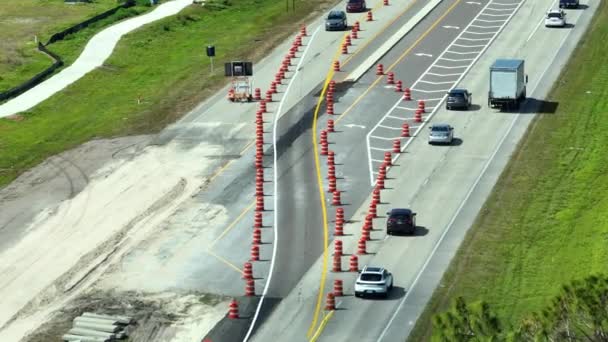 工业道路工程 广袤的美国公路正在建设中 长距离快速交通运输州际交通系统的开发 — 图库视频影像