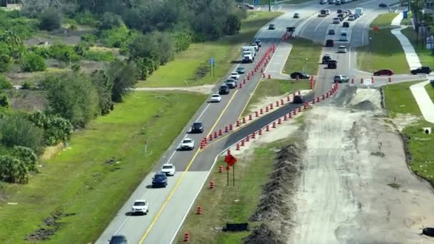 Trabajos Carreteras Industriales Gran Autopista Americana Construcción Desarrollo Sistema Transporte — Vídeo de stock