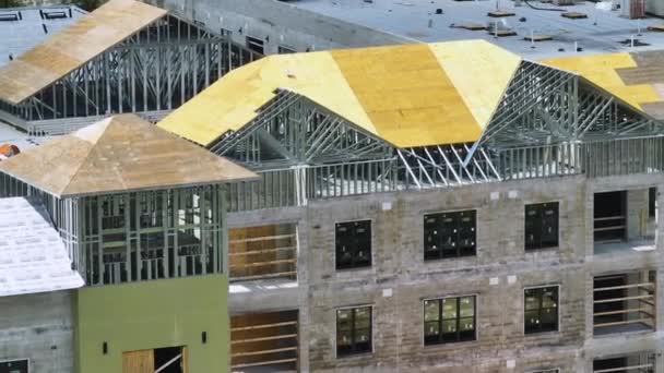Pemandangan Atas Bangunan Apartemen Yang Sedang Dibangun Daerah Pinggiran Kota — Stok Video