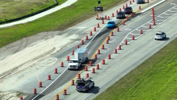 Widok Lotu Pętli Amerykańskiej Autostrady Budowie Rozwój Infrastruktury Drogowej Pojęcie — Wideo stockowe