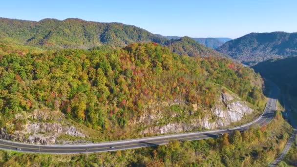 High Point View Highway Route North Carolina Appalachian Mountains Golden — Video Stock