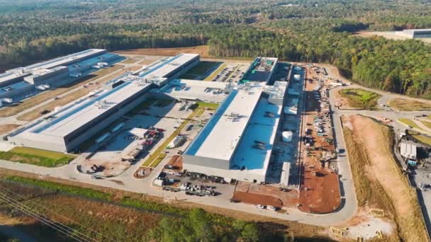 Top View Large Building Site New Factory Complex Construction Development — Stockvideo