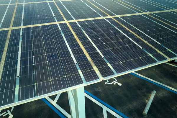 Solar Panels Installed Parking Lot Parked Cars Effective Generation Clean — Stock Fotó