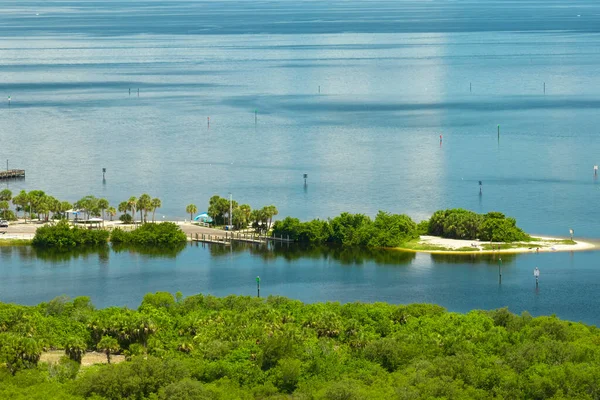 Vista Aérea Del Pantano Everglades Con Vegetación Verde Entre Las — Foto de Stock