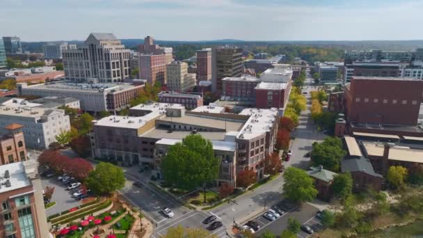 Innenstadtarchitektur Der Stadt Greenville South Carolina Blick Auf Büro Und — Stockvideo