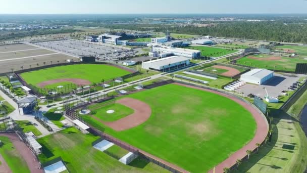 Vista Superior Diamante Campo Beisebol Verde Estádio Livre Flórida Rural — Vídeo de Stock