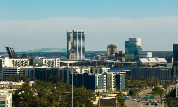 Widok Lotu Ptaka Miasta Jacksonville Wysokimi Budynkami Biurowymi Widok Góry — Zdjęcie stockowe