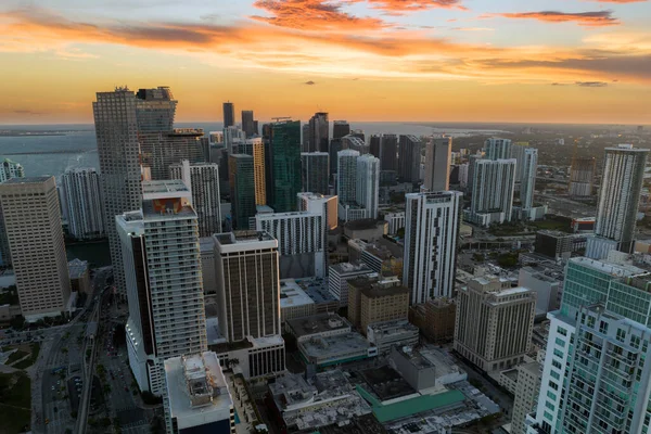 Večerní Městská Krajina Centru Miami Brickell Floridě Usa Skyline Vysokými — Stock fotografie