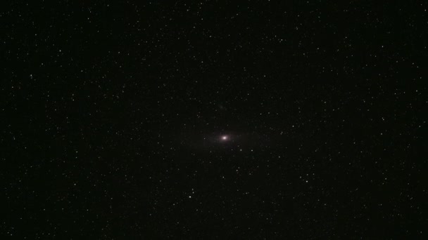 Timelapse Andromeda Galax Mörk Stjärntäckt Himmel Djup Kosmos Fotografi — Stockvideo