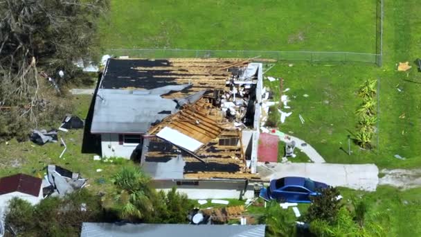 Huracán Ian Destruido Techo Casa Zona Residencial Florida Desastre Natural — Vídeos de Stock