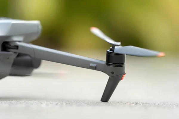 Closeup Motor Propeller Drone Quadcopter Taking Video Pictures Preflight Checking — Stockfoto