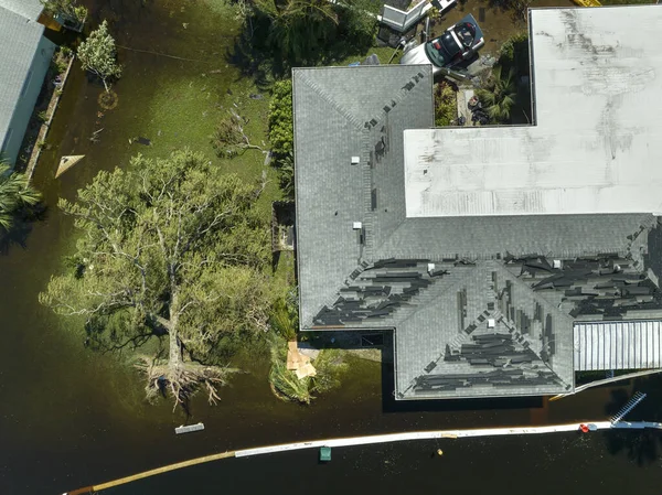 Naturkatastrophen Und Ihre Folgen Hurrikan Ian Überflutete Haus Und Umgestürzten — Stockfoto