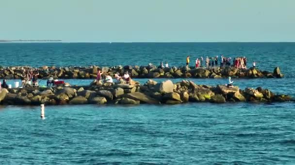 フロリダ州のノコミス桟橋で休暇を楽しむ人々 新鮮な空気で海辺の夏のアクティビティ — ストック動画
