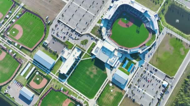 Верхній Вигляд Зеленого Бейсбольного Майданчика Відкритому Повітрі Сільській Флориді Американська — стокове відео