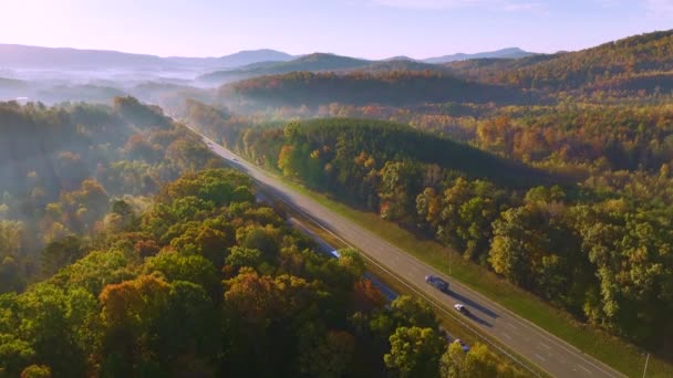View Freeway Route North Carolina Leading Asheville Thru Appalachian Mountains — Wideo stockowe