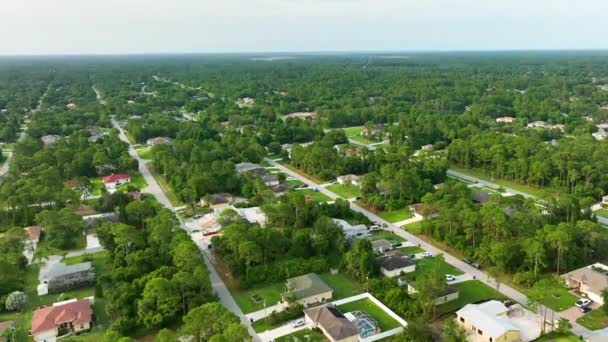 Aerial Landscape View Suburban Private Houses Green Palm Trees Florida — Stockvideo