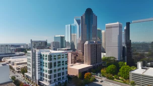 Aerial View Downtown District Charlotte City North Carolina Usa Glass — Vídeos de Stock