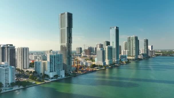 Vista Aérea Del Distrito Céntrico Ciudad Miami Florida Con Edificios — Vídeo de stock