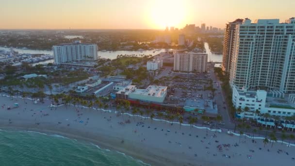 Fort Lauderdale City High Luxury Hotels Condos Sandy Las Olas — Stock Video
