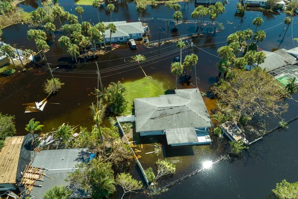 Conséquences Catastrophe Naturelle Maisons Inondées Par Ouragan Ian Précipitations Floride — Photo