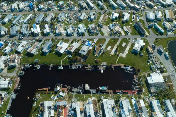 Hurricane Détruit Les Toits Des Maisons Banlieue Floride Zone Résidentielle — Photo