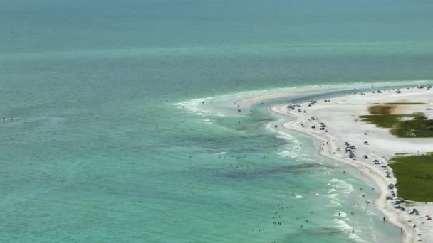 Vista Ángulo Alto Concurrida Playa Siesta Key Sarasota Estados Unidos — Vídeos de Stock