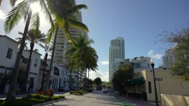 Pov Driving Collins Avenue Miami Beach Florida Road Moving Traffic — Stock Video