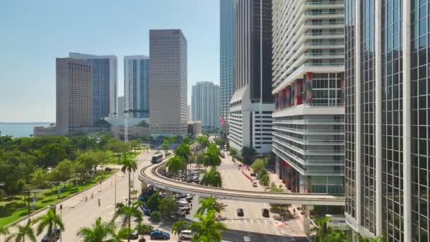 Florida Abd Miami Brickell Şehir Merkezinin Hava Görüntüsü Modern Amerika — Stok video