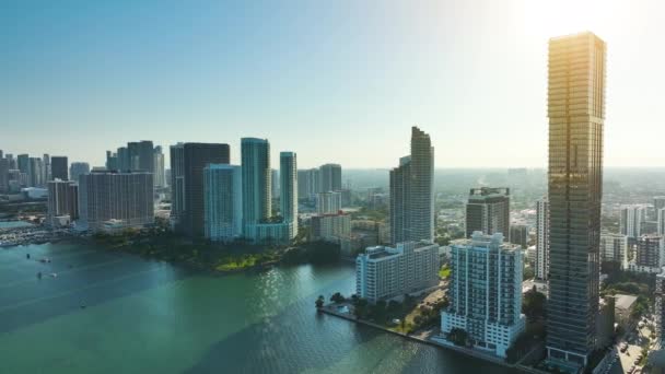 Downtown District Van Miami Stad Met Luxe Woonwolkenkrabber Gebouwen Florida — Stockvideo