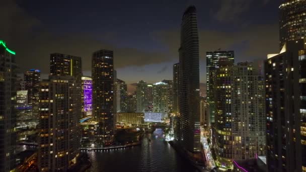 Paesaggio Urbano Notturno Del Distretto Centrale Miami Brickell Florida Usa — Video Stock