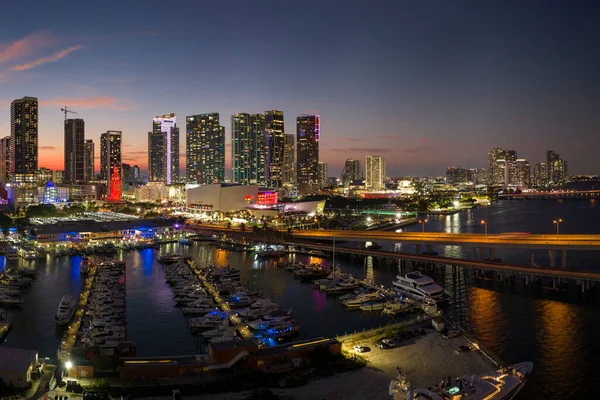 Port Miami Wieżowce Brickell Centrum Finansowe Miasta Skyviews Miami Observation — Zdjęcie stockowe