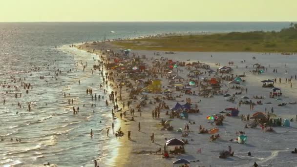Légi Esti Látnivaló Siesta Key Homokos Strand Sarasota Usa Sok — Stock videók
