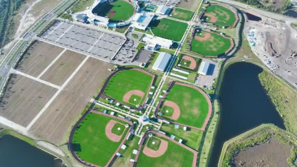 Vista Aerea Campo Baseball All Aperto Con Nuovi Stadi Baseball — Video Stock