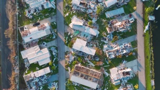 Сильно Пошкоджені Будинками Ураганом Янь Житловому Районі Флориди Наслідки Стихійного — стокове відео