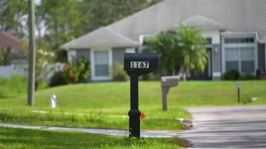 Typical american outdoors mail box on suburban street side.