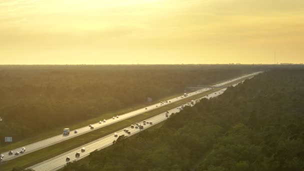 Vista Dall Alto Dell Affollata Superstrada Americana Florida Con Traffico — Video Stock
