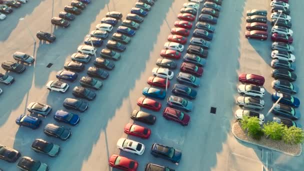 승용차들 주차장 위에서 상인들의 모습을 바라본다 자동차 산업의 발전에 — 비디오