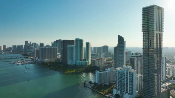 Vista Aerea Del Centro Della Città Miami Florida Con Edifici — Video Stock