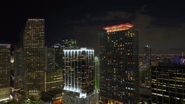 Éjszakai Városi Táj Belvárosban Kerület Miami Brickell Floridában Usa Égbolt — Stock videók