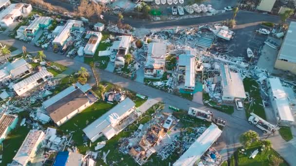 Kerusakan Parah Rumah Setelah Badai Ian Florida Mobile Rumah Daerah — Stok Video