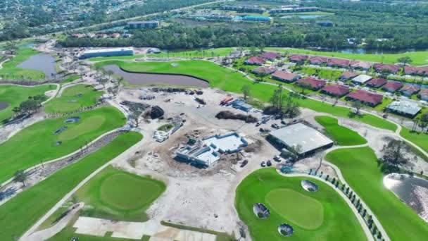 Byggande Golfbana Soliga Florida Utveckling Premiuminfrastruktur För Utomhussport — Stockvideo