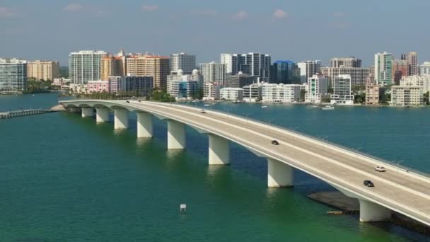 Städtisches Reiseziel Den Usa Sarasota City Downtown Mit Ringling Bridge — Stockvideo