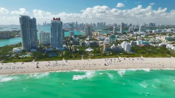 Blick Von Oben Auf Die Amerikanische Südküste Der Stadt Miami — Stockvideo
