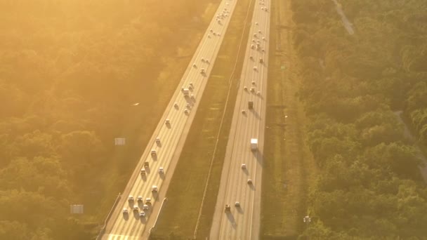 Vue Haut Autoroute Américaine Encombrée Floride Avec Trafic Rapide Lever — Video