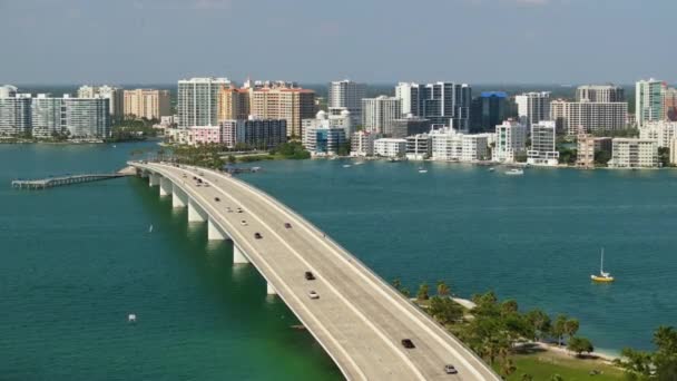 Desenvolvimento Habitação Transporte Nos Eua Acima Vista Cidade Sarasota Flórida — Vídeo de Stock