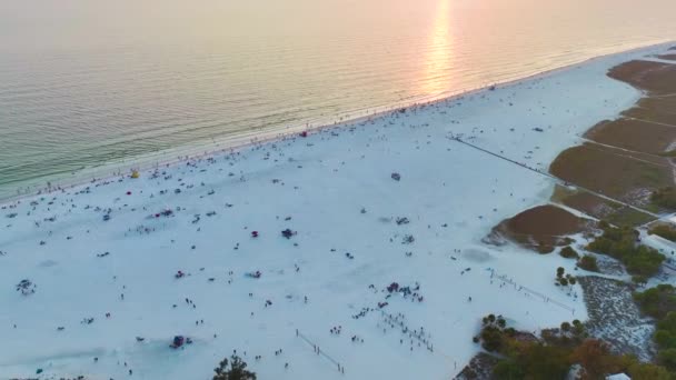 Slavná Pláž Siesta Key Jemným Bílým Pískem Sarasotě Usa Mnoho — Stock video