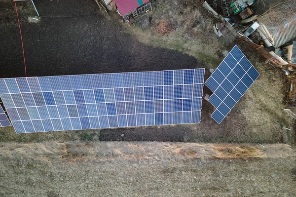 Solar Photovoltaic Panels Mounted Stand Alone Frame Backyard Ground Generating — Stock Photo, Image